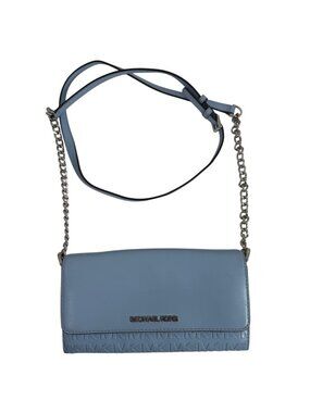 Michael Kors Jet Set Travel MK Signature Embossed Leather Wallet/Crossbody Bag